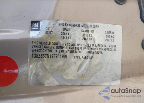 2007 Saturn Aura Xe z USA, uszkodzony, nr VIN 1G8ZS57N17F254799